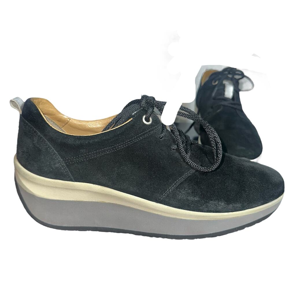 Hartjes Black Suede Sneakers Size 8.5 US 6 UK Comfort Walking Shoes Vibram Sole